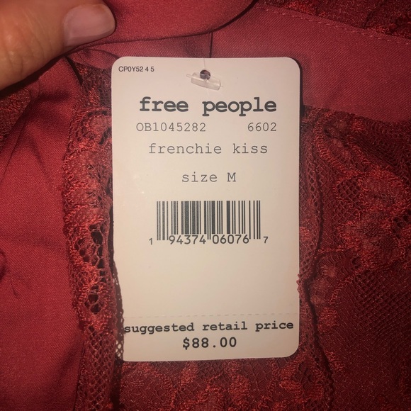 Free People Chante Lace Tank Top Red NWT - Picture 5 of 9